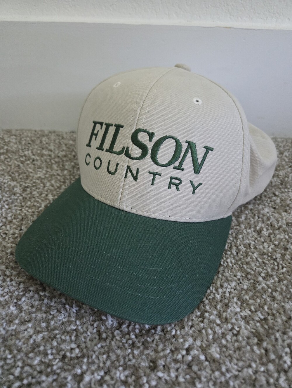C.C. Filson Forester Cap Rugged Twill Tan Green OS Leather Adjustable Backstrap